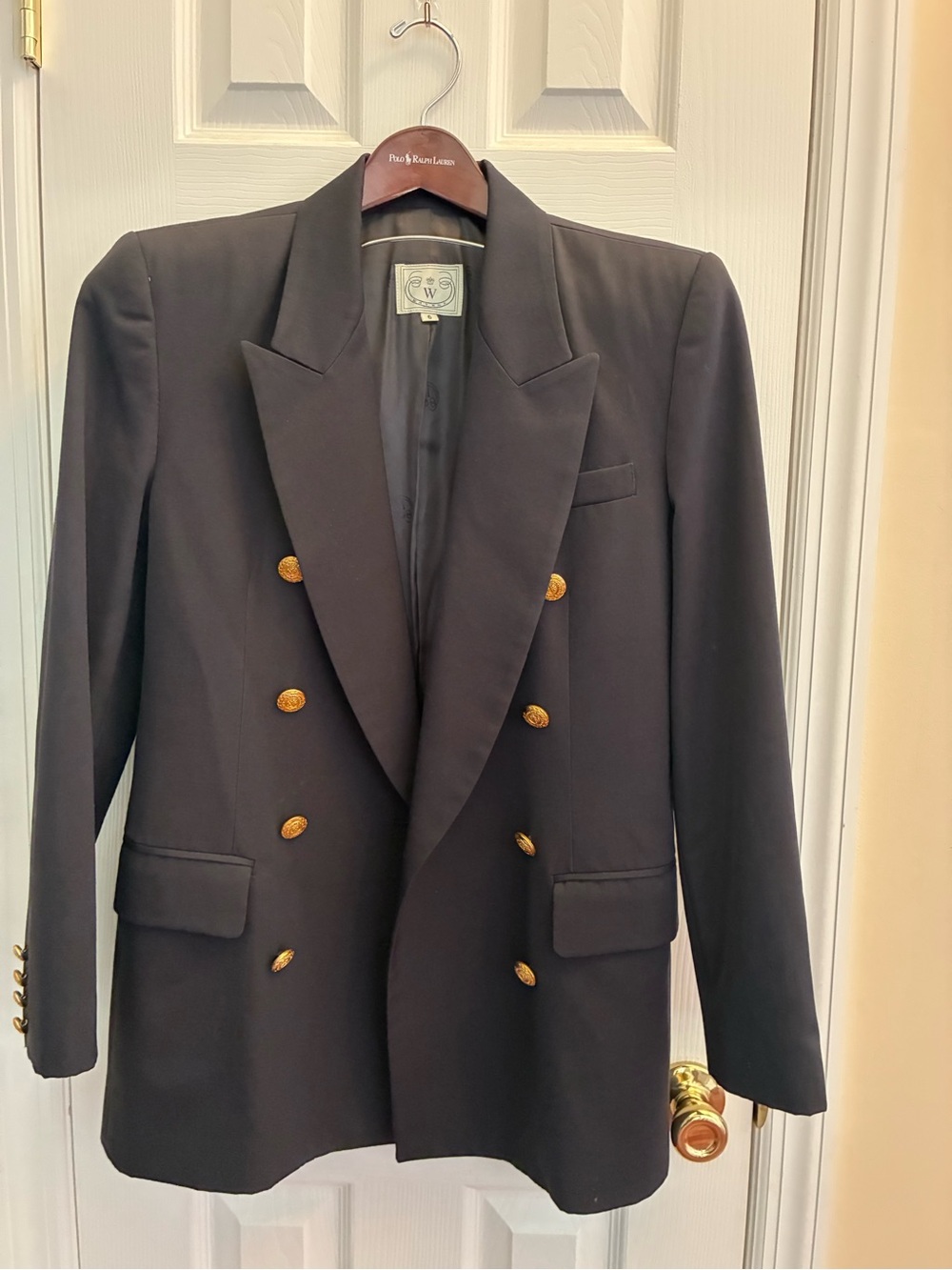 Vintage 90s Wathne Navy  Double-Breasted Blazer with Gold Buttons size 6